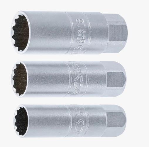 Set chei tubulare pentru bujii cu 12 puncte  acționare 10 mm (3/8")  14 - 16 - 18 mm | 3 buc.
